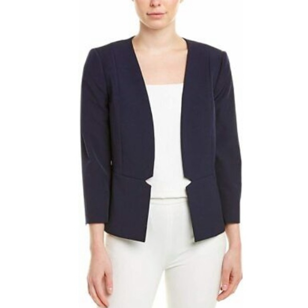 Tahari Arthur S Levine Open Front Collarless Navy Jacket Size 10 New with tags!